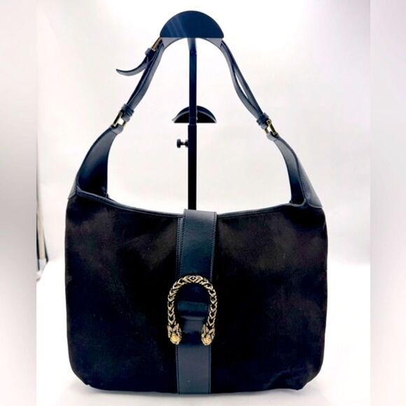 Auth Tom Ford for Gucci Brown Suede Black Leather Trim Dionysus Jackie Hobo Bag - Picture 1 of 16